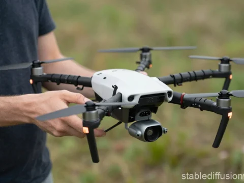 Person Holding a Professional Drone Outdoors