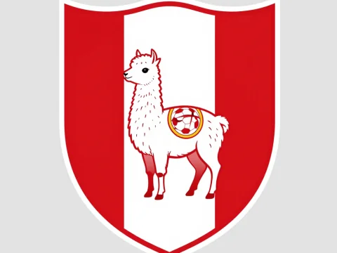 Peru Football Federation Crest with Llama and Soccer Ball