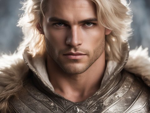 Photorealistic Close-Up of a Blonde Warrior in Armor
