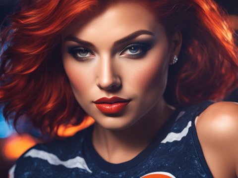 Photorealistic Close-Up Portrait of a Woman with Red Hair