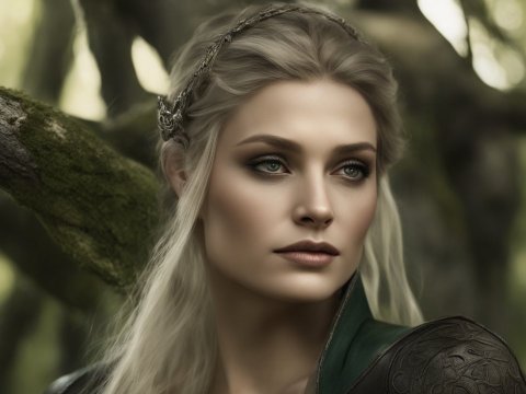 Photorealistic Portrait of a Blonde Woman in Forest