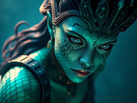 Photorealistic Portrait of a Mystical Serpent Queen