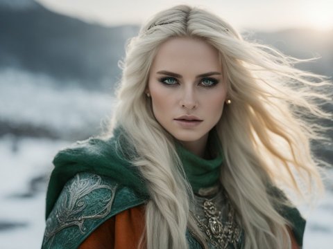 Photorealistic Portrait of a Woman in Winter Fantasy Attire