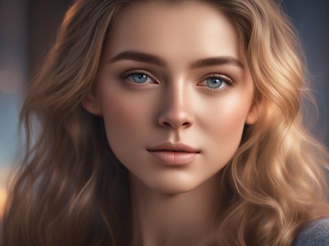 Photorealistic Portrait of a Young Woman with Blonde Hair