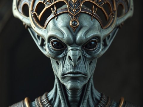 Photorealistic Portrait of an Alien Royal Figure