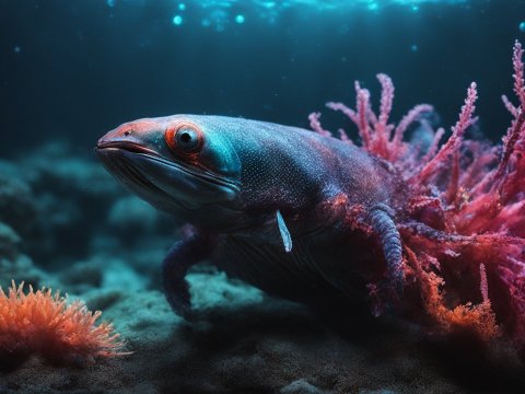 Photorealistic Underwater Creature with Coral Growth