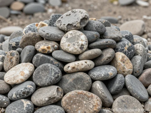 Pile of Smooth Patterned Stones on Ground