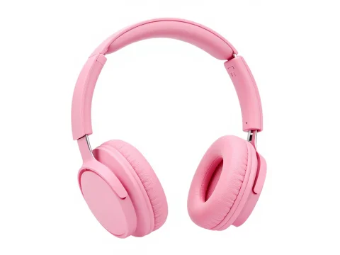 Pink Over-Ear Headphones on White Background