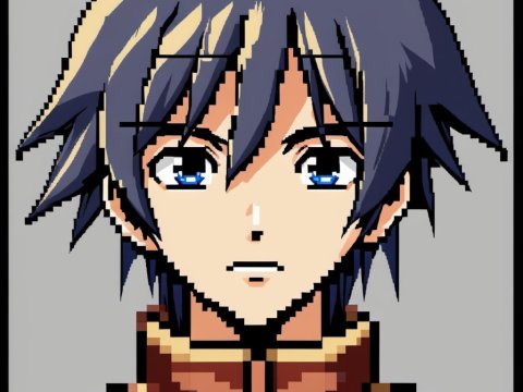 Pixel Art Anime Male Character Portrait