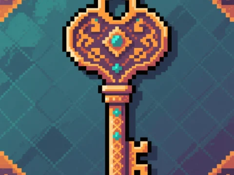 Pixel Art Antique Decorative Key