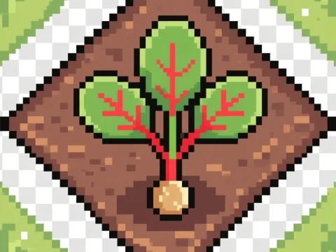 Pixel Art Beet Seedling in Soil