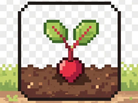 Pixel Art Beet Sprout Growing in Soil