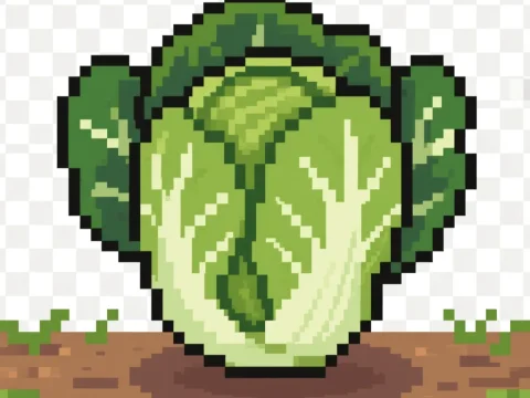 Pixel Art Bok Choy on Soil