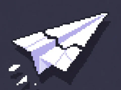 Pixel Art Broken Paper Airplane