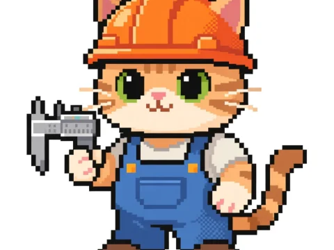 Pixel Art Cat Construction Worker
