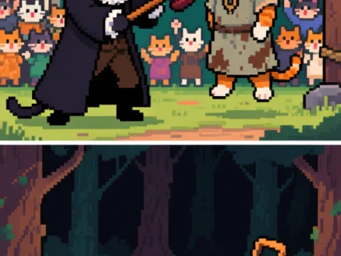 Pixel Art Cat Judge Sentences Hanging Cat