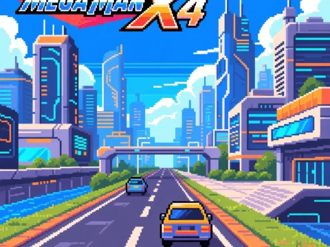 Pixel Art City Highway Inspired by Mega Man X4