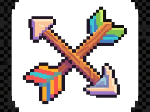 Pixel Art Crossed Wooden Arrows Icon