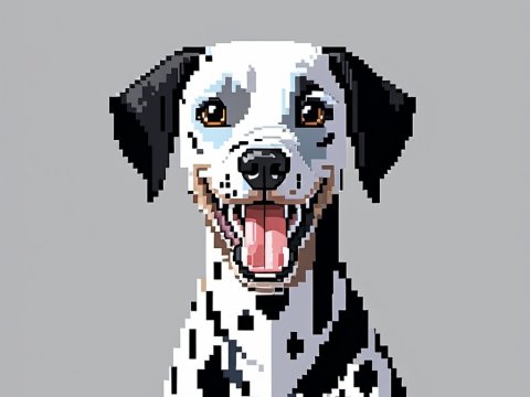 Pixel Art Dalmatian Dog Portrait