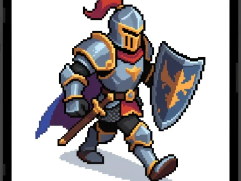 Pixel Art Fantasy Knight Walking Sprite