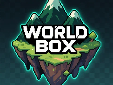 Pixel Art Floating Island Game Logo