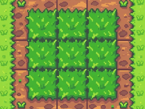 Pixel Art Grass Tileset with Dirt Border