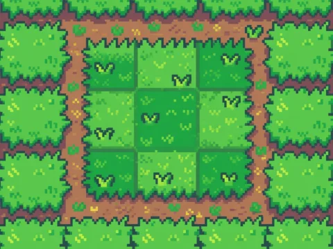 Pixel Art Grass Tileset with Dirt Path