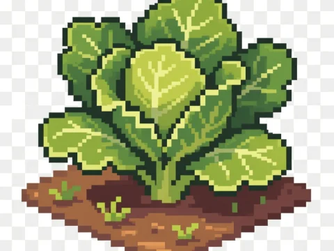 Pixel Art Illustration of a Kale Plant