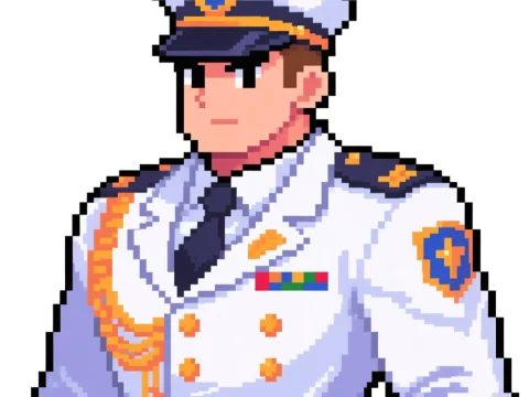 Pixel Art Military Officer in White Uniform