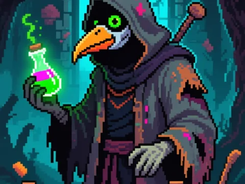 Pixel Art Necromancer in Blighted Chapel