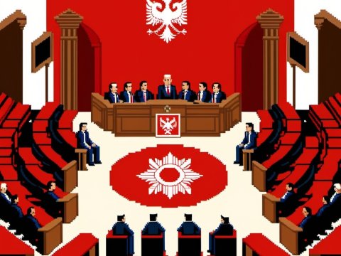 Pixel Art of a Formal Parliamentary Assembly