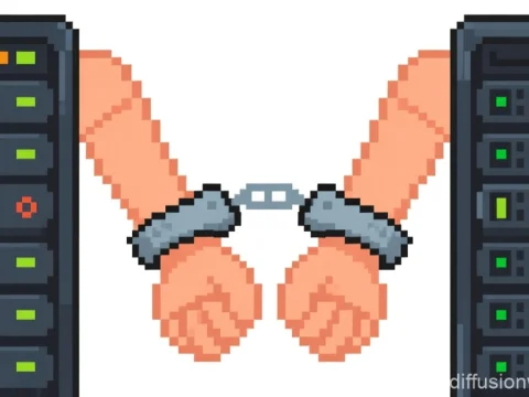 Pixel Art of Handcuffed Hands Between Servers