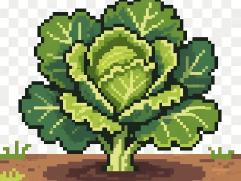 Pixel Art Ornamental Kale Plant