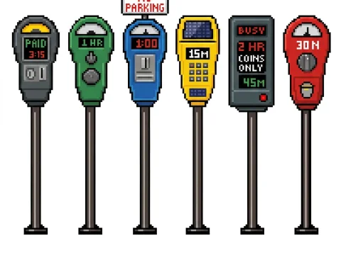 Pixel Art Parking Meters Set