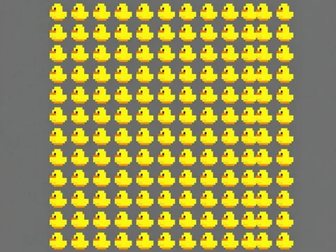 Pixel Art Pattern of Yellow Rubber Ducks