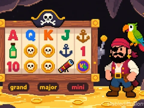 Pixel Art Pirate Slot Game Mockup