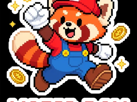 Pixel Art Red Panda Mario Mascot for Mario Day 2026