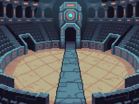 Pixel Art Sci-Fi Gladiatorial Arena Interior