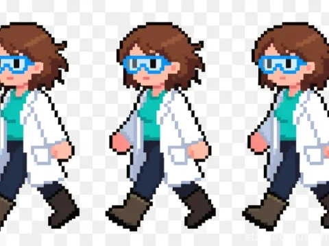 Pixel Art Scientist Walking Sprite
