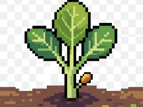 Pixel Art Seedling Growing in Soil