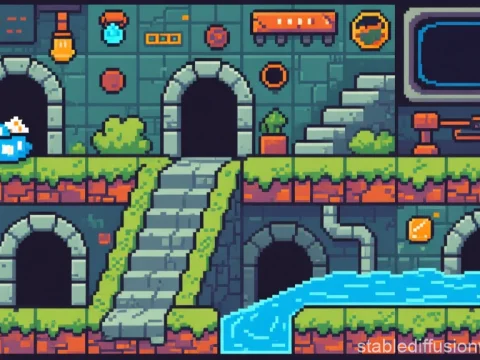 Pixel Art Sewer Platformer Tilemap