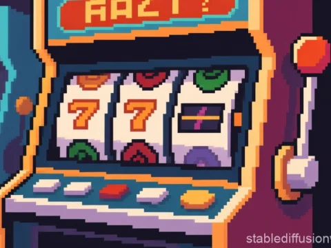 Pixel Art Slot Machine with Lucky Sevens