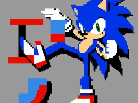 Pixel Art Sonic the Hedgehog in Dynamic Pose