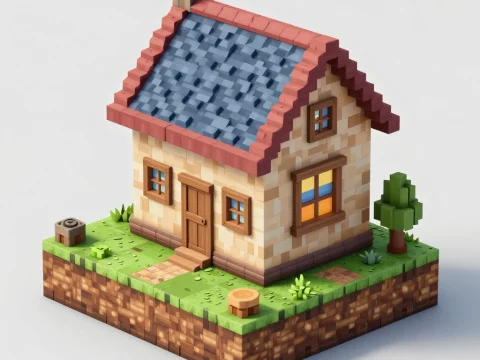 Pixel-Art Style Cozy Platformer Game House