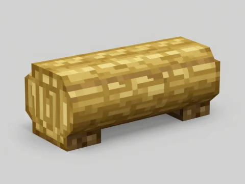 Pixel Art Style Gold Oak Log