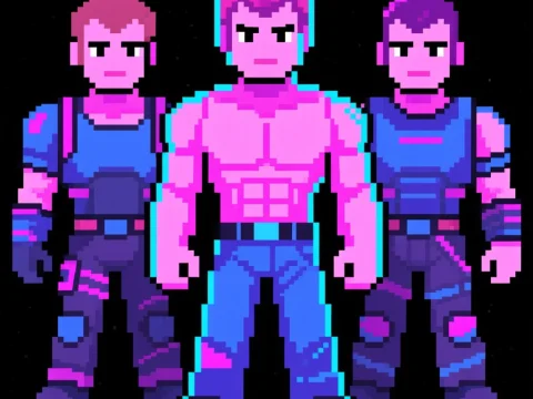 Pixel Art Trio of Retro Fighters