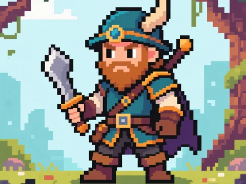 Pixel Art Viking Fantasy Adventurer
