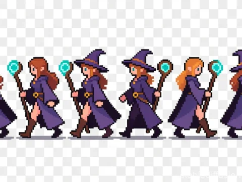 Pixel Art Wizard Walking Sprite Sheet