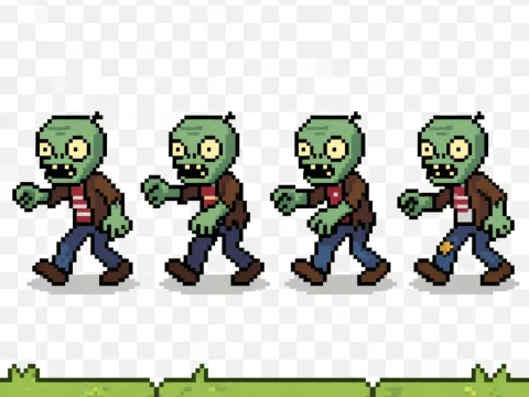 Pixel Art Zombie Walking Animation Sprites