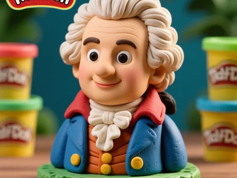 Play-Doh Bust of Mozart in Clay Art Style